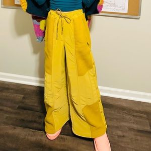 Free People Movement Game Time Fleece Wide Leg Pants in Mustard Yellow Mustard